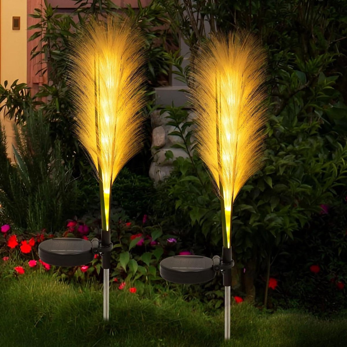 Zonnelampen voor buiten - 2 stuks warmwitte en waterdichte zonne-energie tuinlampen