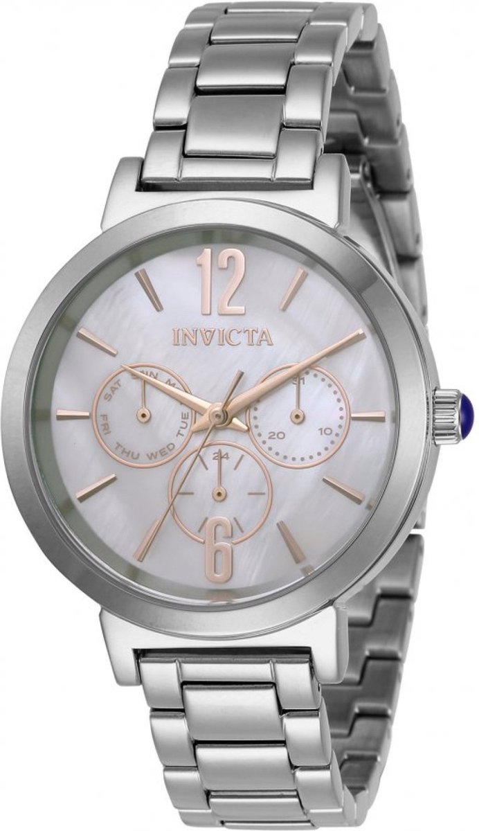 Invicta Angel 31082 Dames Horloge - Waterdicht - Analoog - Quartz Uurwerk - Roestvrij Staal met witte Wijzerplaat - 39mm