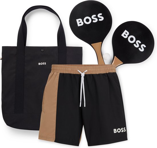 Foto: Hugo boss beach ball set heren zwembroek tafeltennis set en tas beige met zwart maat l