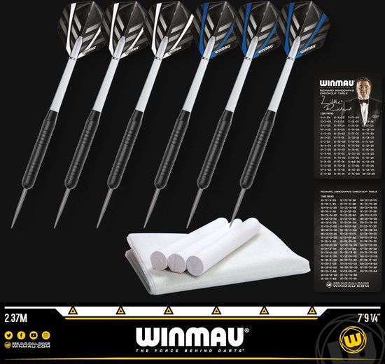 WINMAU - Professional Dart Set met Diamond Plus Bristle Dartboard, Zwart Cabinet, met 2 set 2 sets darts en officiële oche-lijn van Winmau — afbeelding 5