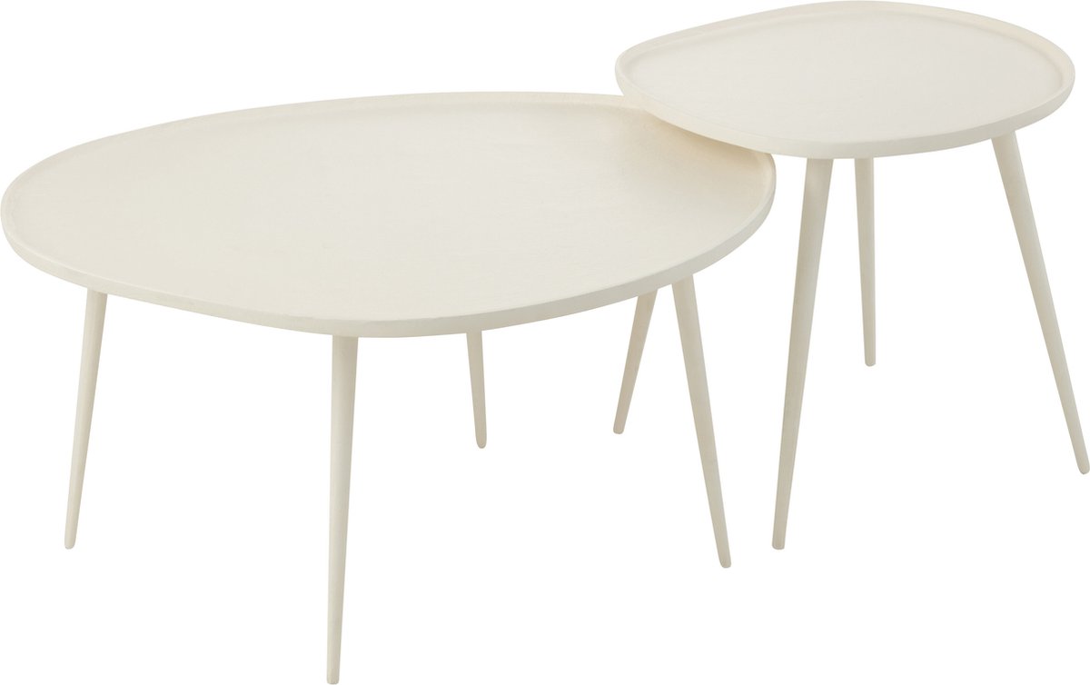 J-Line Set Van Twee Bijzettafels Vinta Aluminium Wit 72.5x63x38cm