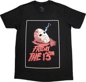 Friday The 13th - Jason Blood Mask Heren T-shirt - S - Zwart