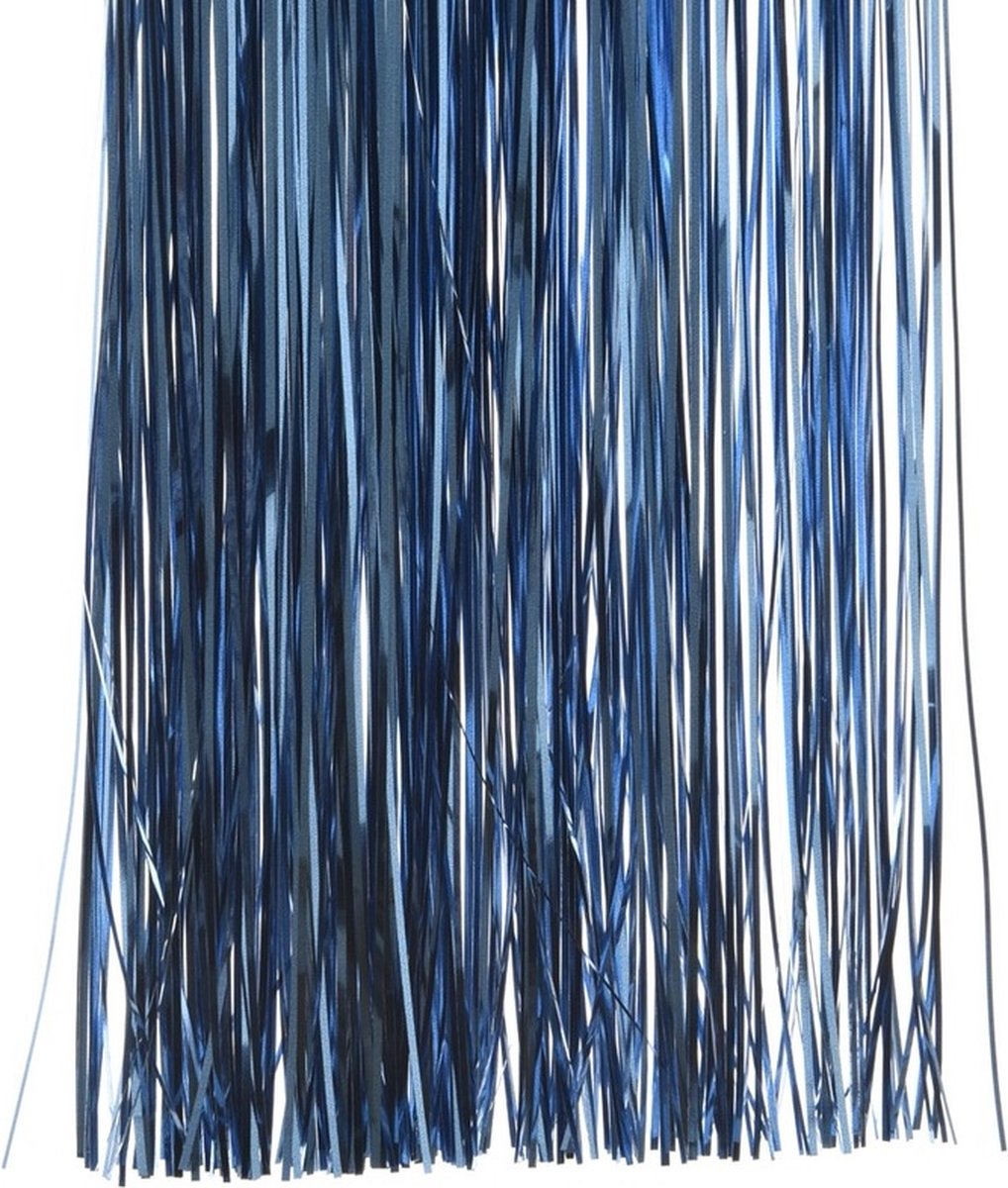 Blauwe kerstversiering folie slierten met een lengte van 50 cm.