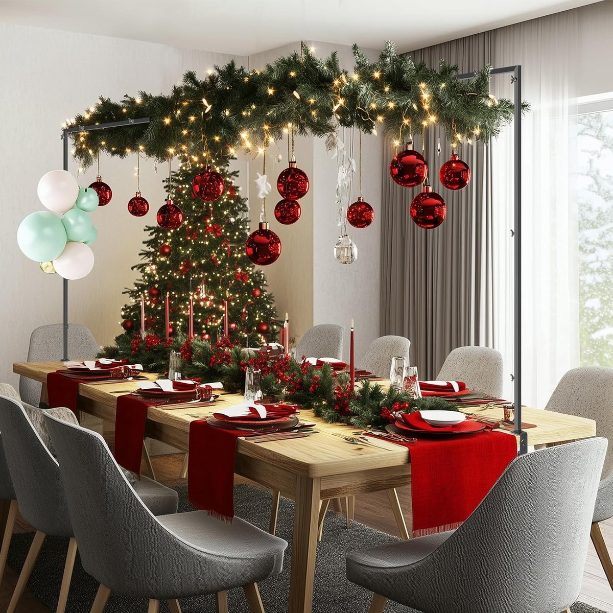 Tafelklem zwart, verstelbaar 118-211cm, decoratieve stang, voor decoratie & verlichting