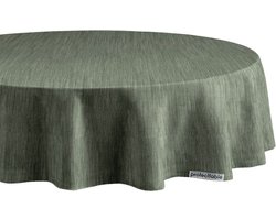Protecttable - Rond Tafelzeil Linnenlook Olijfgroen Ø138cm - Tafelkleed Afwasbaar - Kunststof