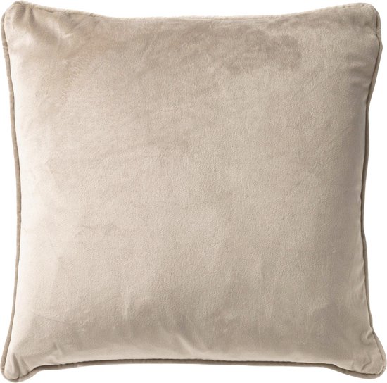 Dutch Decor FINN - Kussenhoes 60x60 cm - velvet - effen kleur - Pumice Stone - beige - met rits - zonder binnenkussen
