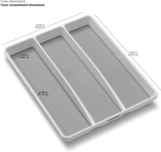 Bamboe Houten Bestekbak, 3 Compartimenten Keuken Lade Organiser, 43x30x6cm Zilverwerk Gebruiksvoorwerp Lade, Houten Bestek Houder Rack Lade Insert Divider voor Thuiskantoor Mes Vorken Spatel Gadgets