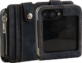 ShieldCase leren hoesje met afneembare portemonnee geschikt voor Samsung Galaxy Z Flip 6 hoesje - telefoonhoesje met ruimte voor pasjes / briefgeld / munten - Kunstleren back cover - leren Flipcase (zwart)