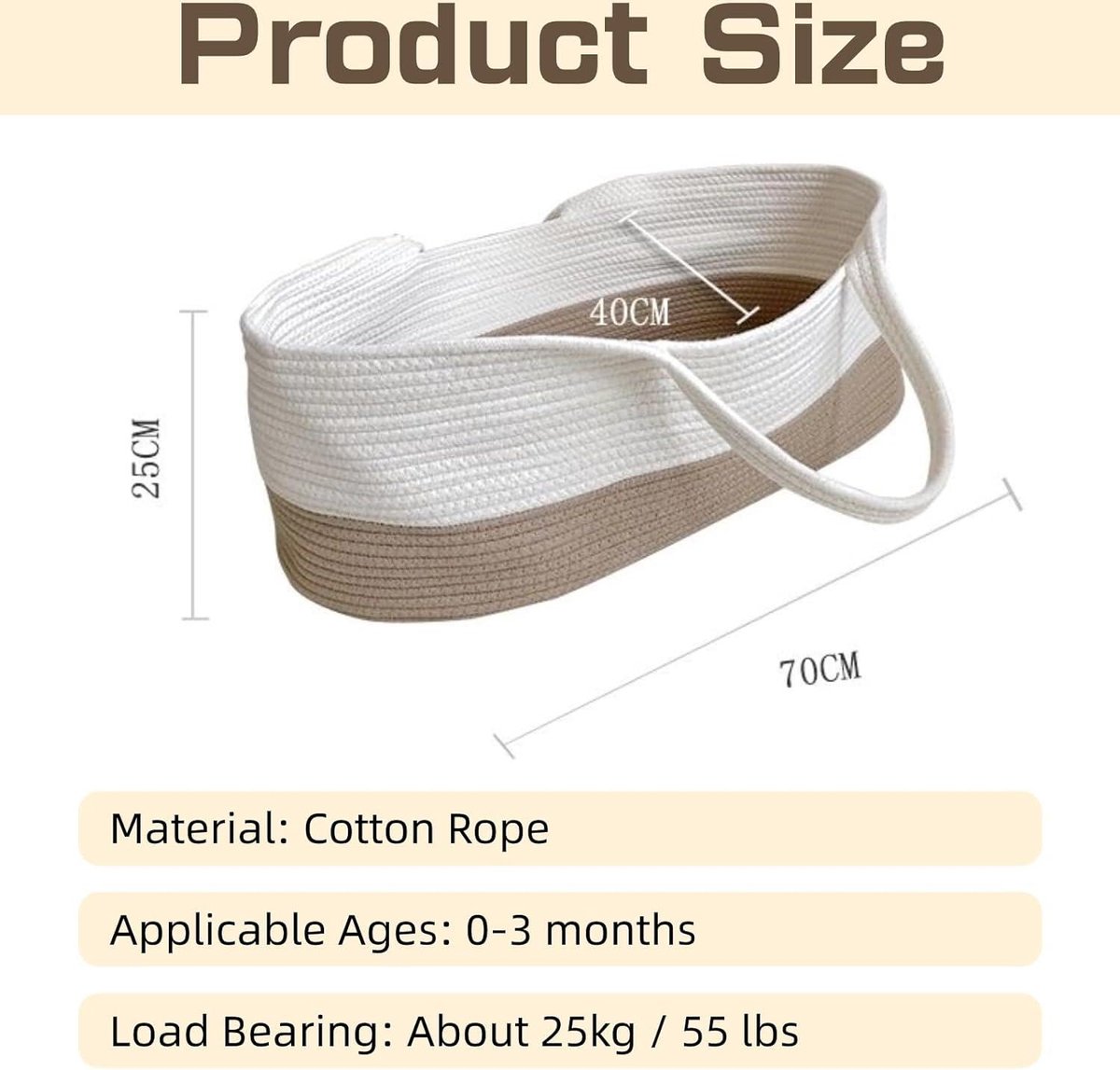 Organic Palm Moses Basket | Moses Baby Baskets & Bassinets | Nursery Furniture - Clair de Lune UK