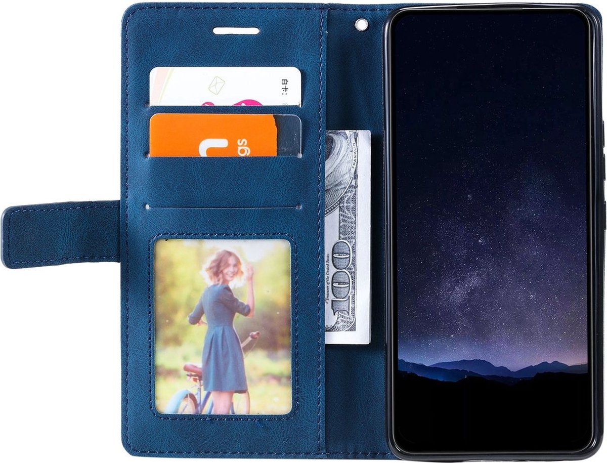 Mobigear Telefoonhoesje geschikt voor Samsung Galaxy Xcover 7 Hoesje | Mobigear Rhombus Bookcase Portemonnee | Pasjeshouder voor 3 Pasjes | Telefoonhoesje voor Pinpas / OV Kaart / Rijbewijs - Blauw