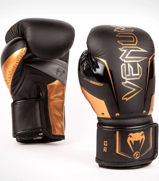 Venum Elite Evo Bokshandschoenen – Zwart/Brons – 16 oz