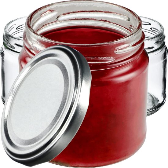 KADAX Kleine Inmaakpotten, 235 ml, Diameter 82, Voor Honing en Specerijen, Jampotten Met Deksel, Luchtdicht, Cadeauverpakking (Zwart, Gestippeld, 20 Stuks