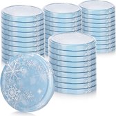 Pots à confiture avec couvercles 40x couvercles de rechange au design hivernal - couvercles à vis bleu-blanc avec flocons de neige - pots à confiture avec couvercles JUSQU'À 82 mm