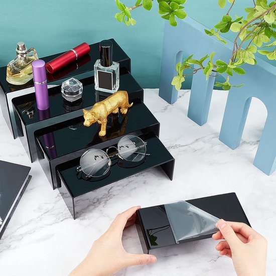 Grands supports d'affichage – 5 tailles – Support d'étagère de décorations noires – Présentoirs en Acryl pour Bijoux – Cosmétiques, desserts, cupcakes, Snoep – Présentoir de figurines Action