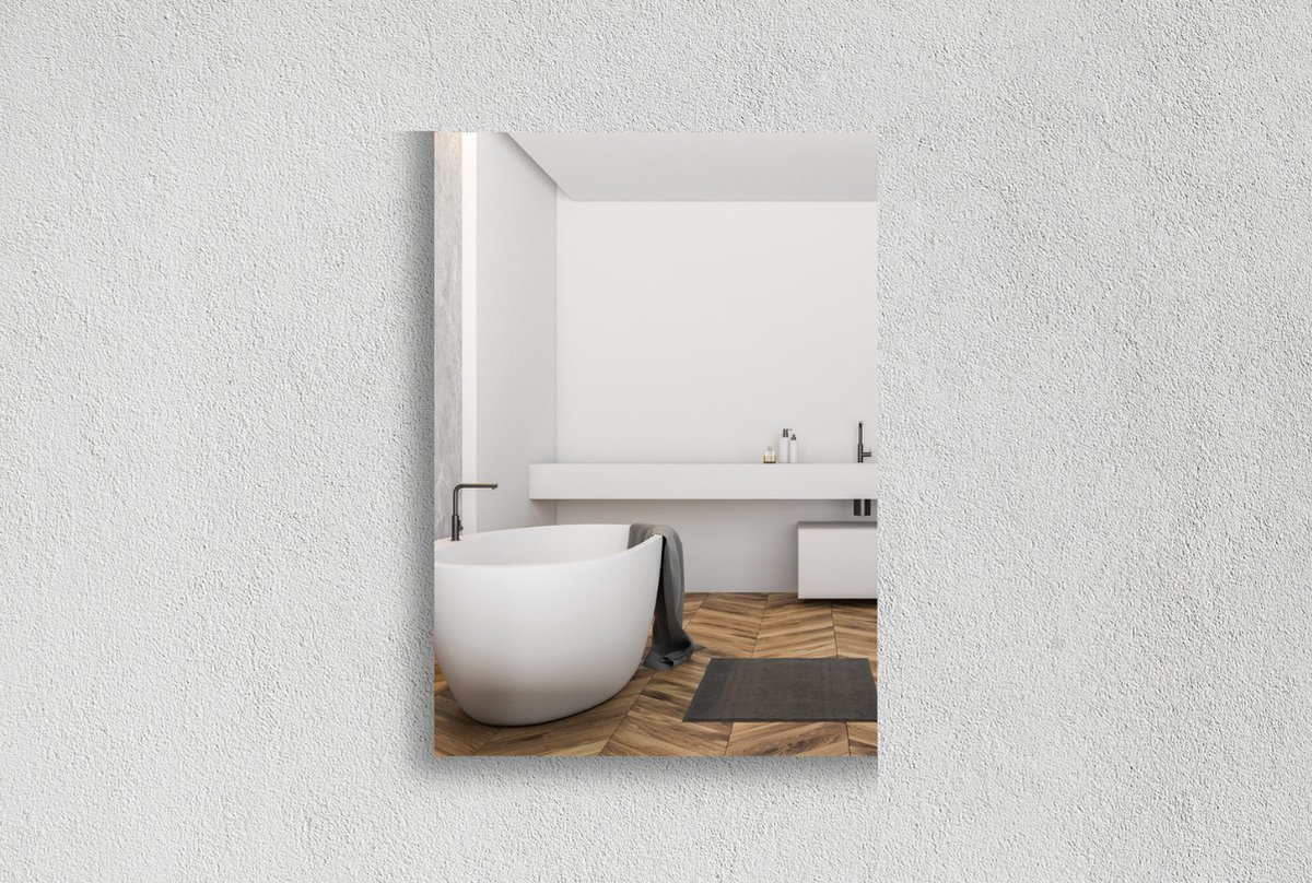 Rechthoekige Spiegel - Badkamerspiegel - Verzilverd - 50 X 70 cm - Dikte: 4 mm - In Nederland Geproduceerd - Incl. Spiegelmontageset - Top Kwaliteit Wandspiegel Zonder Lijst