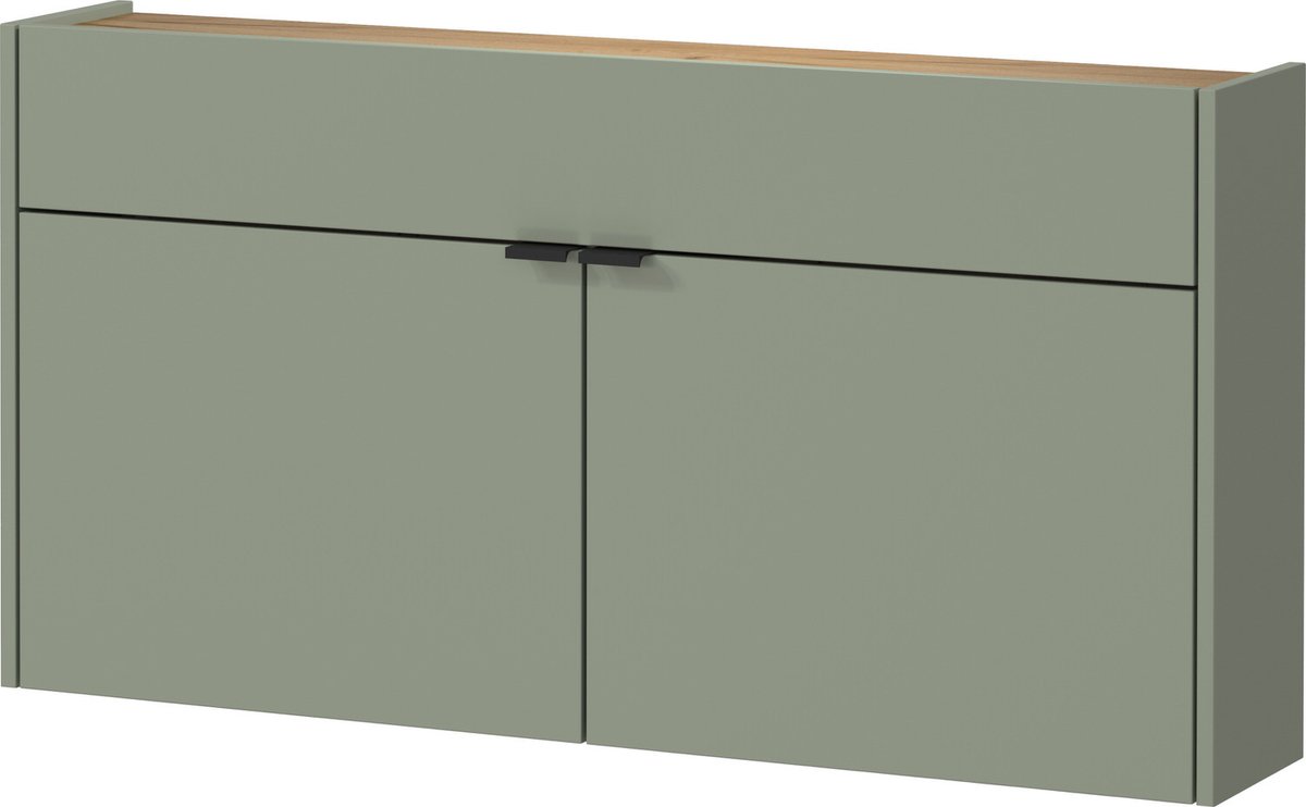 Console Amika 2 Deuren & 1 Lade Zwevend - Saliegroen/eik