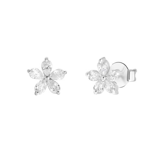 Clous d'oreilles en argent fleur avec zircone