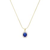 Lucardi Collier femme en argent plaqué or avec pendentif entourage bleu/blanc - Collier - Argent 925 - Doré - 48 cm