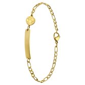 Lucardi Kinder Stalen goldplated plaatarmband met voetbal - Armband - Staal - Goud - 17 cm
