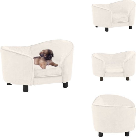 vidaXL - Hondenmand - 90x53x30 - cm - fluweel - crèmekleurig