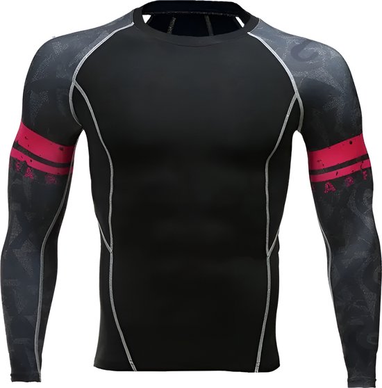WoYoW® - Mannen Fleece Ski Thermisch T-shirt - Compressie - Winter Warm Kompres Lange Mouwen Top - Warmte - M - Wijn