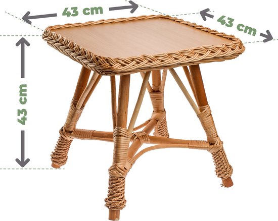 BOGATECO Ecologische kindermeubelset van riet: tafel en 2 krukken, robuust en veilig, ideaal voor huis en tuin van BOGATECO — afbeelding 3