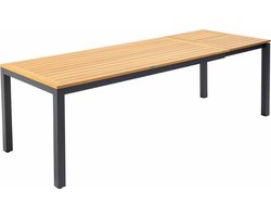 Oviala - Rechthoekige uitschuifbare tuintafel 180/240 cm hout en zwart - Split