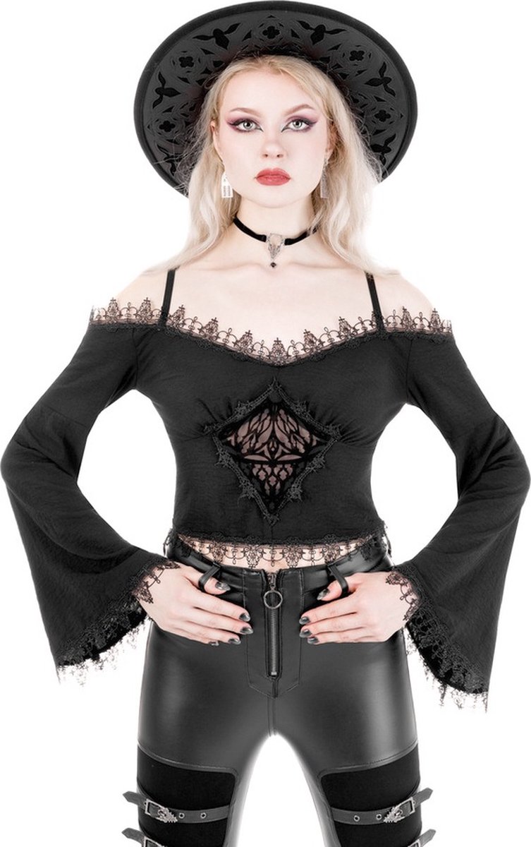Restyle - Delphyne Off shoulder top - XS - Zwart