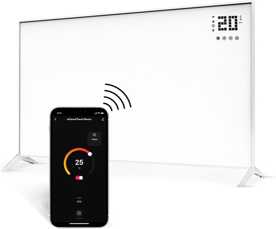 Komodo Infrarood Paneel - 800W - 100x80 cm - Verplaatsbaar & Hangend - Thermostaat - LED Display & WiFi App - Infrarood Verwarming - Infrarood Kachel - Voor 50m2
