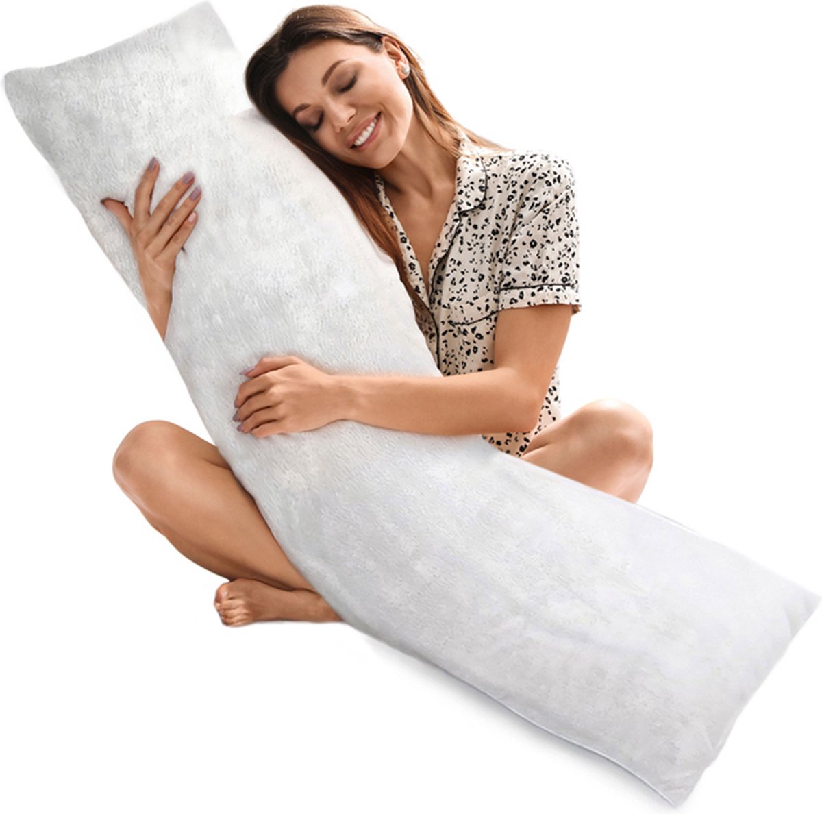 Goedkoopste PandaHug Ondersteunend Lichaamskussen Velvet Off-white - Body Pillow - Zwangerschapskussens - Rugklachten - Voedingskussen - Kniekussen - Body Pillow Kussen met afneembare wasbare Hoes