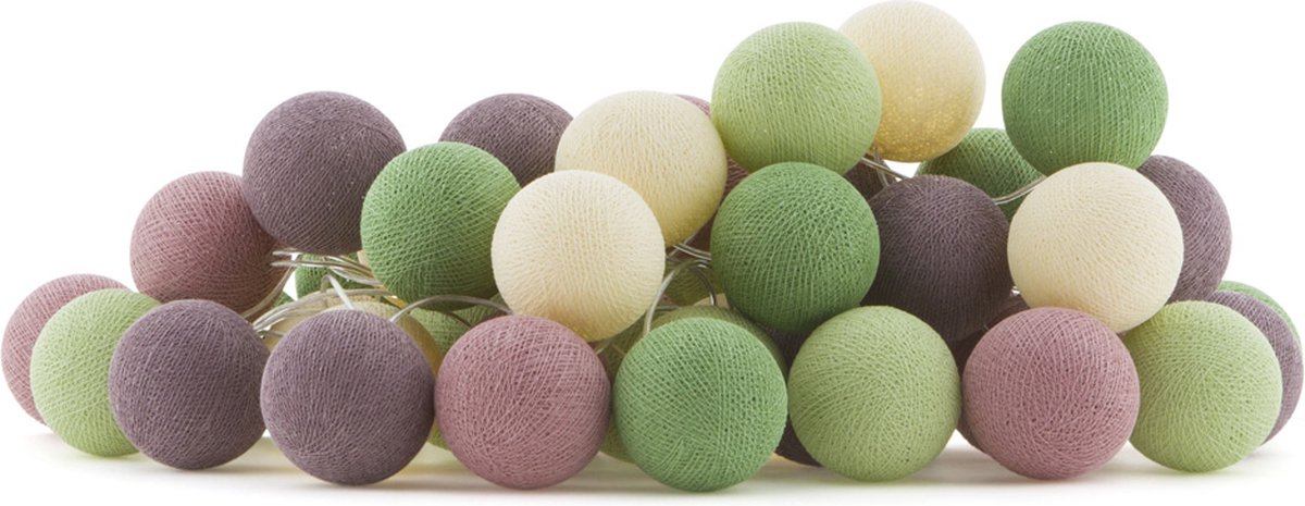 Cotton Ball Lights - LED lichtslinger voor binnen - Handgemaakt en Fairtrade - 50 lampjes - Forest Fruit