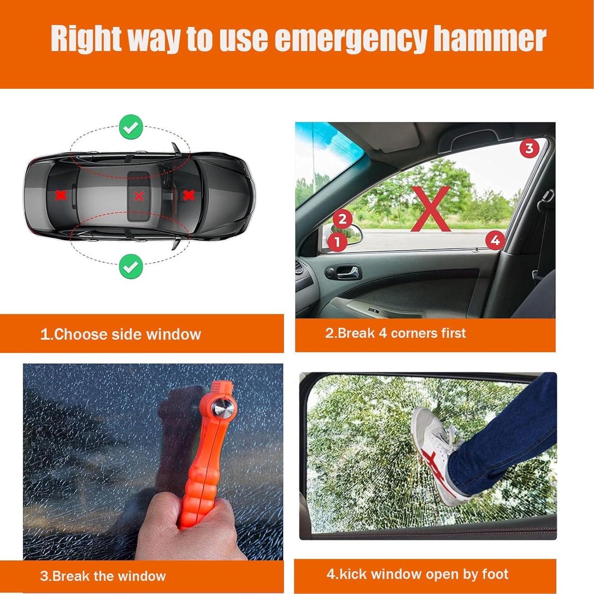Veiligheidshamer voor in de auto | Goods