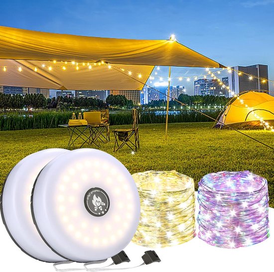 2 Stuks Oplaadbare LED Schijnwerper 4000mAh - Draagbaar, USB, 5 Modi, IP65 Waterdicht Voor Camping En Werk