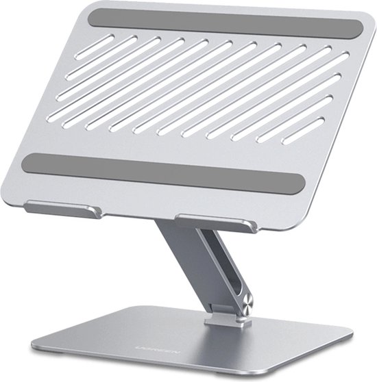 Laptop standaard verstelbaar 13-17,3 inch, opvouwbaar aluminium, tablet houder met siliconen antislip, zilver