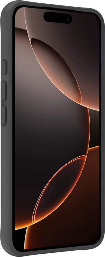 Une coque d'iPhone noire sur un iPhone.