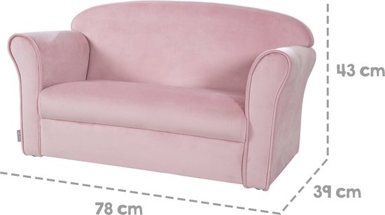 Roba Banc Enfant Lil Canapé Junior 38 X 78 X 43 Cm Velours Rose