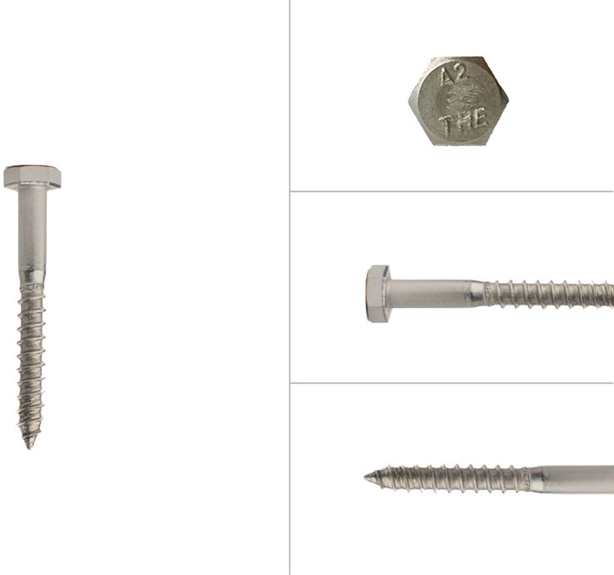 Houtdraadbouten RVS M6 x 50 mm | Doos 200 stuks