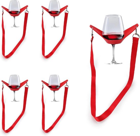 WineYoke Party Time Hand Free Wijnglas Houder Ketting - Set van 2 (Roze & Zwart