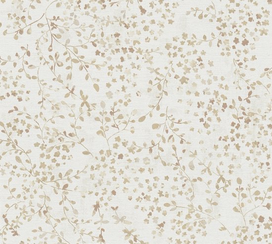 PAPIER PEINT FLEURS SUBTILES | Rural - crème beige brun or - AS Création PintWalls II