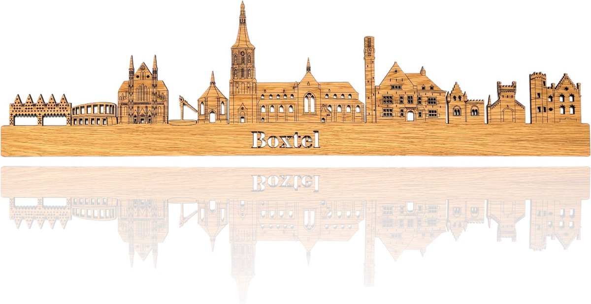 Skyline van Boxtel - Eikenhout - 60cm - Wanddecoratie van hout