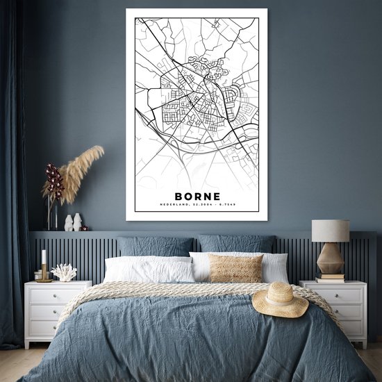 Poster Carte - Borne - Zwart - Wit - 120x180 cm XXL