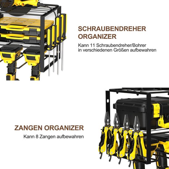 Smusei Professioneel Heavy Duty Gereedschapshouder, 3 Niveaus, Metalen Voor Boren, Accuschroevendraaiers