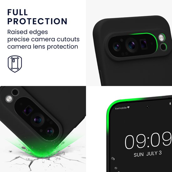 kwmobile coque de téléphone compatible avec Google Pixel 9 Pro XL - Coque pour smartphone - Découpe précise pour appareil photo - Coque arrière en TPU noir