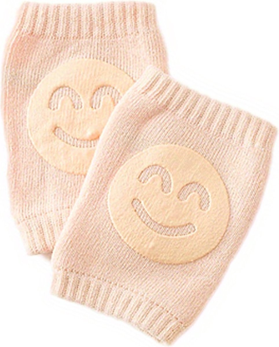 Scoby - Kniebeschermers voor Baby's - Veilig Kruipen - Kruip Bescherming - Kniesokken met Smiley - Anti Slip - Kaki - 2 Paar