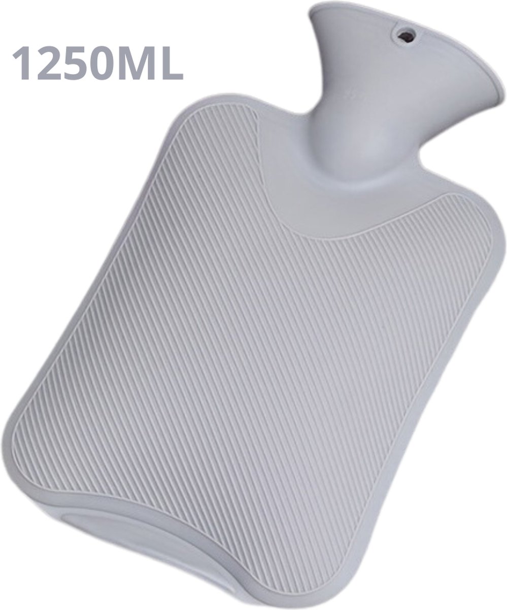 Goedkoopste Bovista Warmtekruik - Warmwaterzak Met Hoes - Warmwaterkruik - Warmtekussen - Knuffel Kruik - Bag - Grijs - 1,25 Liter