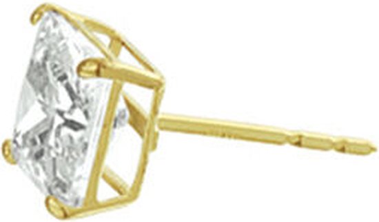 Clips d'oreilles Or Zircone Carré 6 mm 14 carats