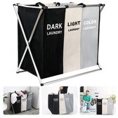 Bol.com Cheqo® Wasmand 3 Vakken - Wassorteerder Aluminium - 65x40x60 cm - Afneembare Waszak aanbieding