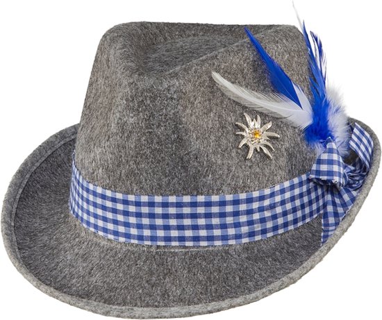 Chapeau de costume pour l'Oktoberfest/Tyrolian - gris - adultes - Carnaval - Fête de la bière