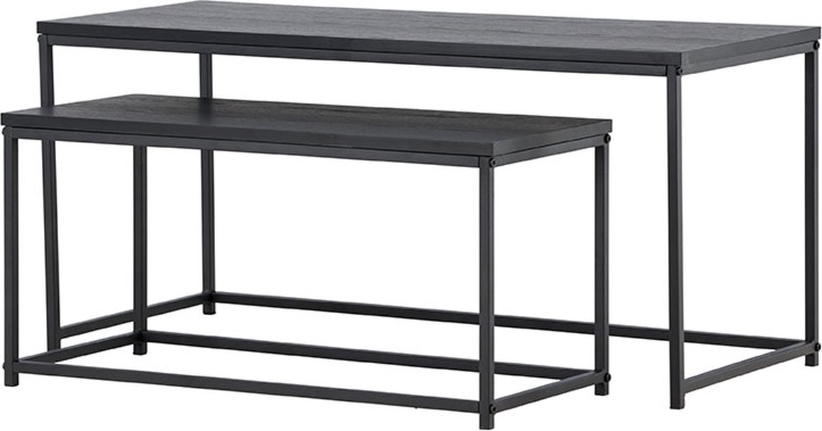 Staal salontafel set van 2 zwart.