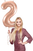 Ballon aluminium - Chiffre - 2 - Or rose - 86cm - Sans remplissage